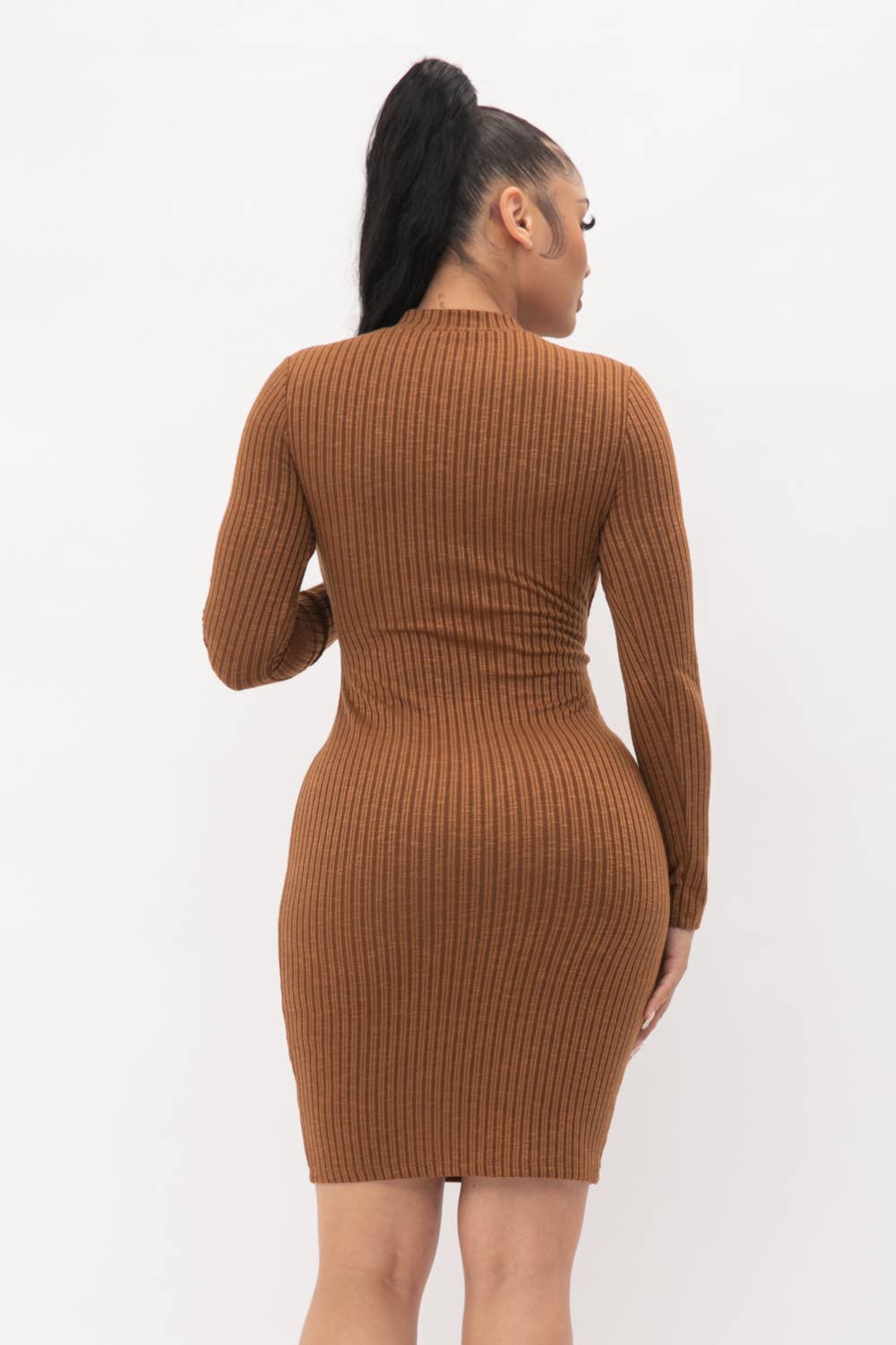 Choker Neck Long Sleeve Surplus Midi Dress